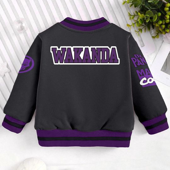 Wakanda Forever Black Panther Classic Kids and Youth Baseball Jacket