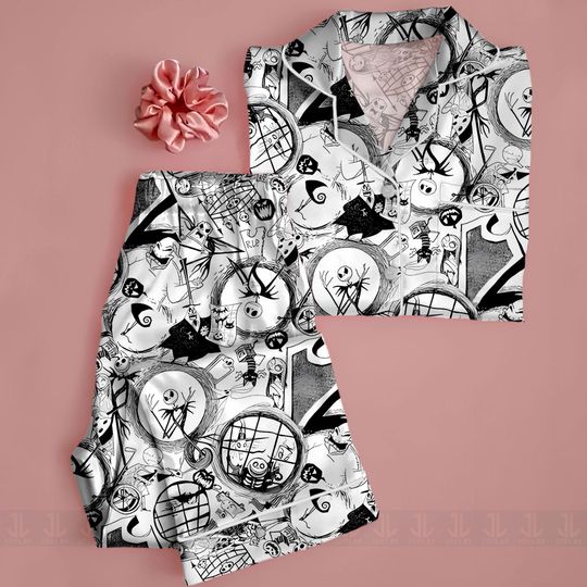 Jack Pumpkin Sally Zero Lock Shock Barrel Unisex Pajamas Set