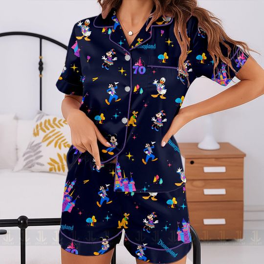 Disneyland 70th Anniversary Mickey Friends Unisex Pajamas Set