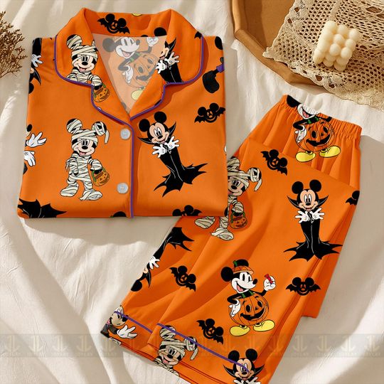 Mickey Vampire Dracula Pumpkin Bat Mummy Emotion Pajamas Set