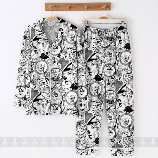 Jack Pumpkin Sally Zero Lock Shock Barrel Unisex Pajamas Set