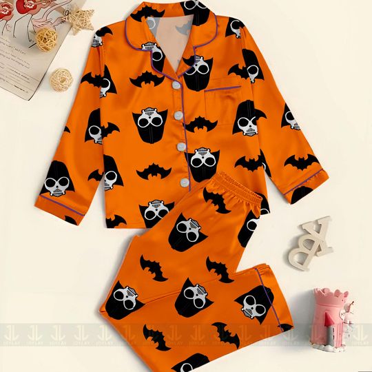 Darth Vader Skull Face Halloween Unisex Satin Pajamas Set