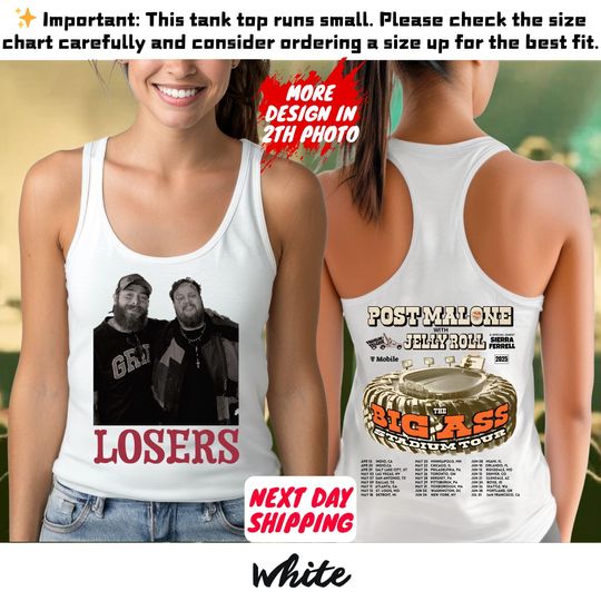 Vintage Post Malone Double Sided Tank Top Kids Tour 2025