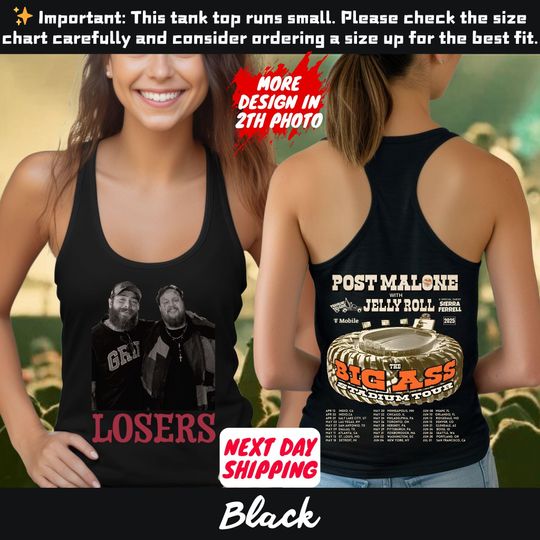 Vintage Post Malone Double Sided Tank Top Kids Tour 2025