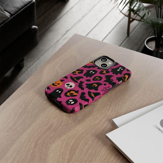 Glossy Halloween iPhone Case: Spooky Ghosts & Pumpkins - Shockproof