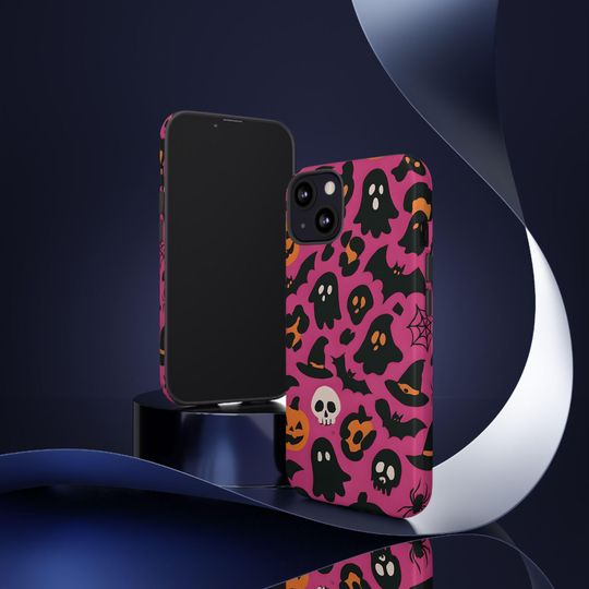 Glossy Halloween iPhone Case: Spooky Ghosts & Pumpkins - Shockproof