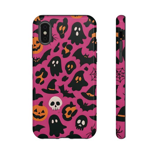 Glossy Halloween iPhone Case: Spooky Ghosts & Pumpkins - Shockproof