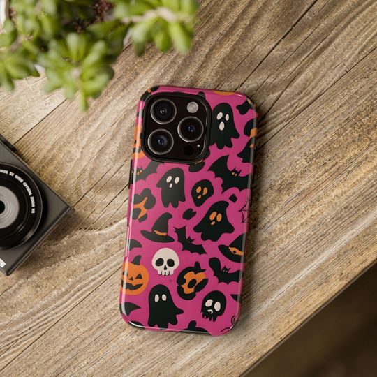 Glossy Halloween iPhone Case: Spooky Ghosts & Pumpkins - Shockproof