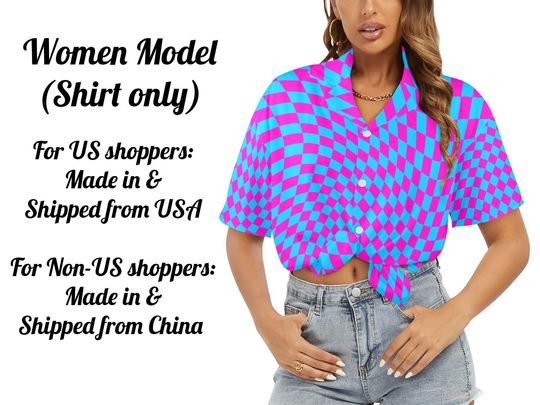 Vintage Retro Distorted Checkerboard pattern Hawaiian button shirt