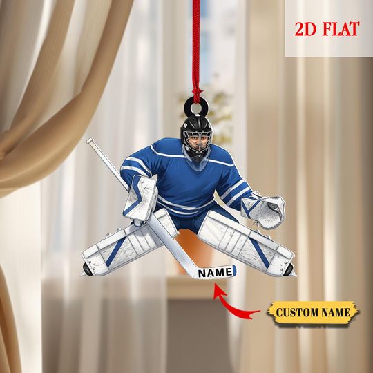 Personalized Hockey Goalie Acrylic Ornament, Ice Hockey Christmas Decor, Sports Fan Keepsake, Team Spirit Holiday Decoration