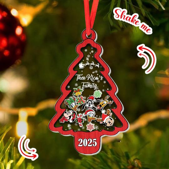 Personalized Disney Christmas 2025 Shake me Ornament, Disneyland Ornament, Mickey Ornament, Christmas Tree Ornament,Disney Vacation Keepsake