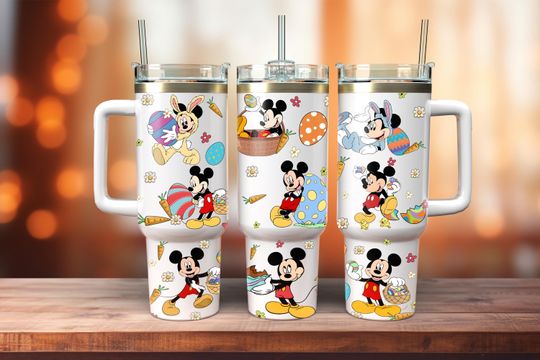 Mouse Cartoon Easter Day 40 Oz Tumbler , Easter Eggs Tumbler