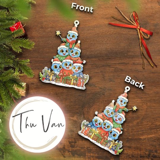 Cute Derpy Tiger Christmas Tree Ornament, Kpop Demon Hunters Christmas Ornament