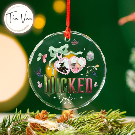 Personalized Wicked Glass Ornament, Wicked Ornament 2025, Elphaba and Glinda Gift, Broadway Musical Christmas Decoration, Christmas Ornament