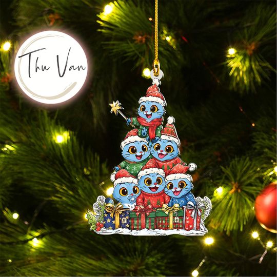 Cute Derpy Tiger Christmas Tree Ornament, Kpop Demon Hunters Christmas Ornament