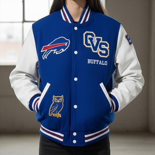 Buffalo Bills OVO Varsity Jacket - Royal Blue Letterman