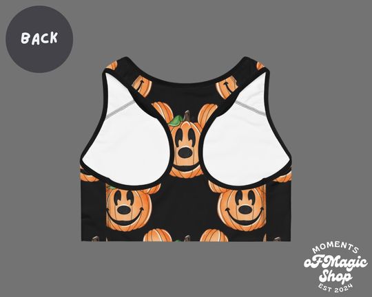 Halloween Pumpkin Mickey Head Sports Bra