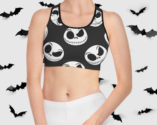 Jack Skellington Face Sports Bra