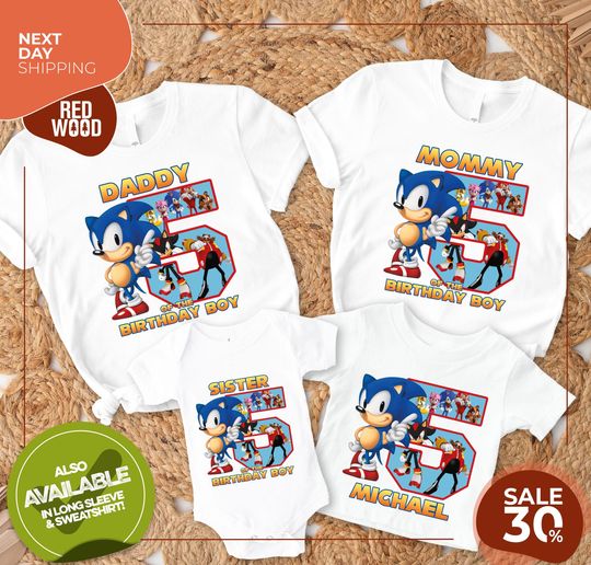 Custom Sonic Birthday Shirt | Sonic Birthday shirt personalized | Sonic The Hedgehog Birthday Shirt | Custom Family Sonic Birthday Shirt