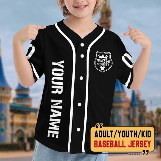 Personalized Princess Security Baseball Jersey, Disney Dad Shirt, Cool Dad Baseball Jersey