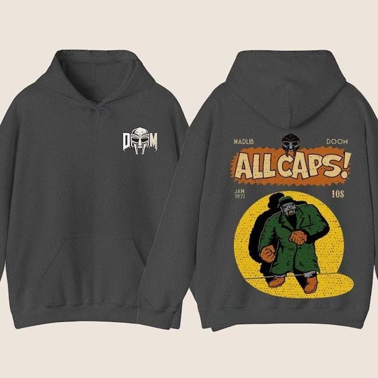 Mf Dooom Madlib All Caps Double Sided Hoodie