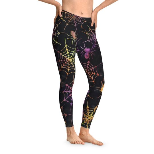 Soft Stretchy Leggings Halloween spider web, spooky yoga pants