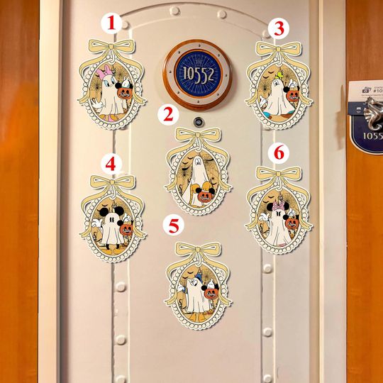 Personalized Disney Ghost Magnet, Halloween on the High Seas, Disney Ghost Coquette Bow Magnet, Cruise Door Halloween Decor, Spooky Season