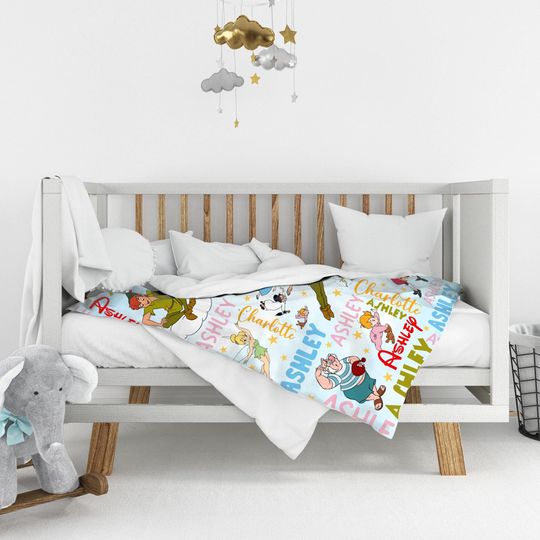 Custom Name Peter Pan Blanket, Peter Pan Wendy Tinker Bell Lost Boys Neverland