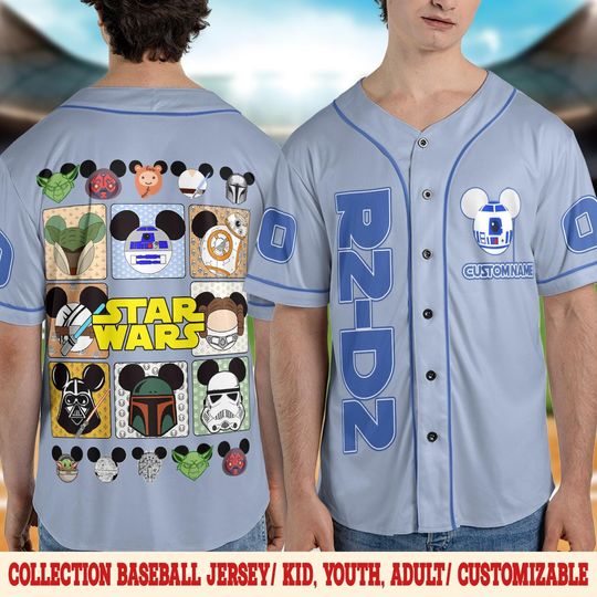 Custom R2-D2 Star Wars Baseball Jersey, Droid Astromech Shirt, Galaxy Theme Baseball Tee
