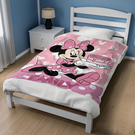 Personalized Name Disney Minnie Mouse Blanket, Customized Minnie Baby Blanket