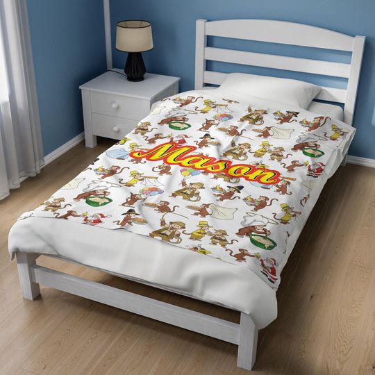Personalized Curious George Blanket, Curious George Blanket, Custom Name Blanket