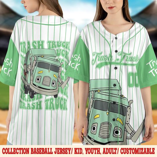 Personalized Trash Truck Baseball Jersey, Trash Truck Family Birthday