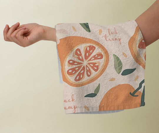 Subtle F*ck Trump Kitchen Towel, Orange FDT Tea Towel, Sarcastic Liberal Gift