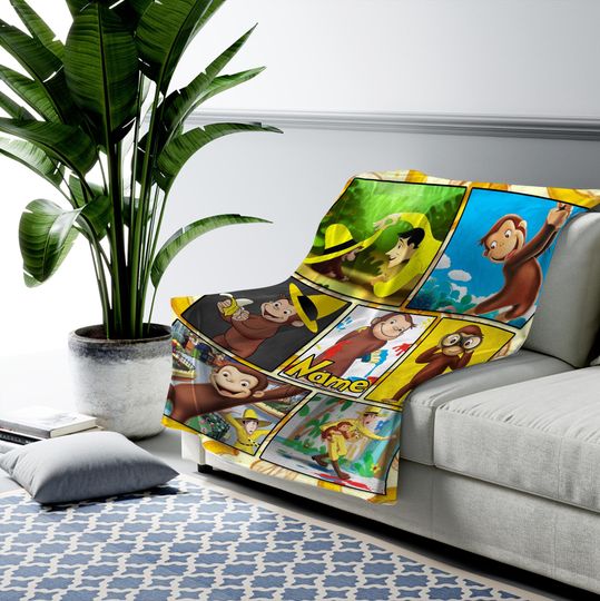Personalized Curious George Blanket, Curious George Throw Blanket, Curious George Birthday , Curious George Throw Blanket Couch Soft