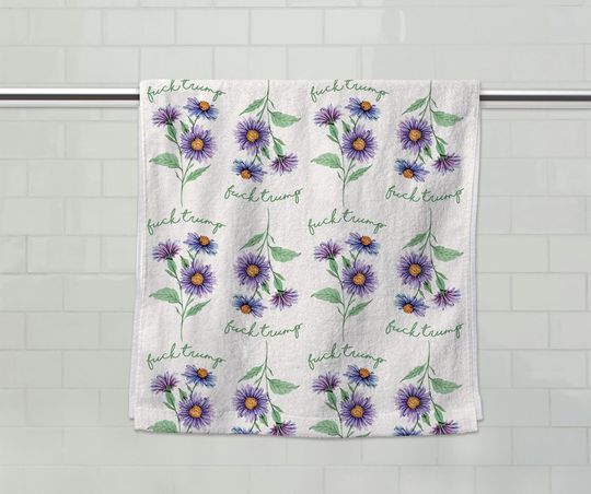 Pretty Spring Flower Subtle Fck Trump Towel, Bathroom Guest Hand Towel