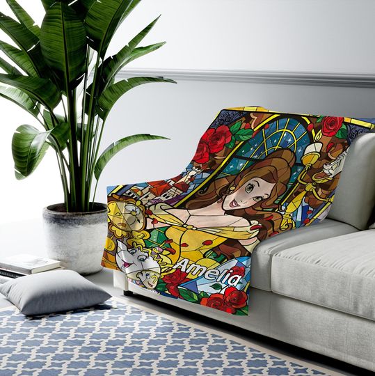Personalized Beauty And The Beast Blanket, Belle Princess Blanket