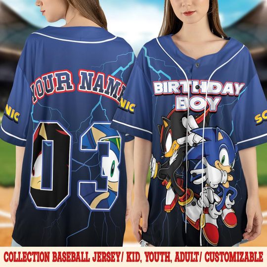 Custom Sonic Shadow The Hedgehog Baseball Jersey