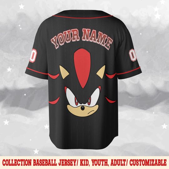 Personalized Sonic Shadow Baseball Jersey, Sonic Birthday Gift