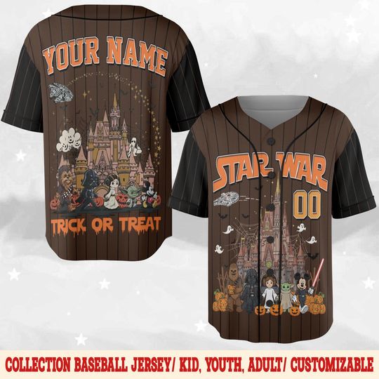 Personalized Star Wars Halloween Baseball Jersey, Star Wars Pumpkin Darth Vader