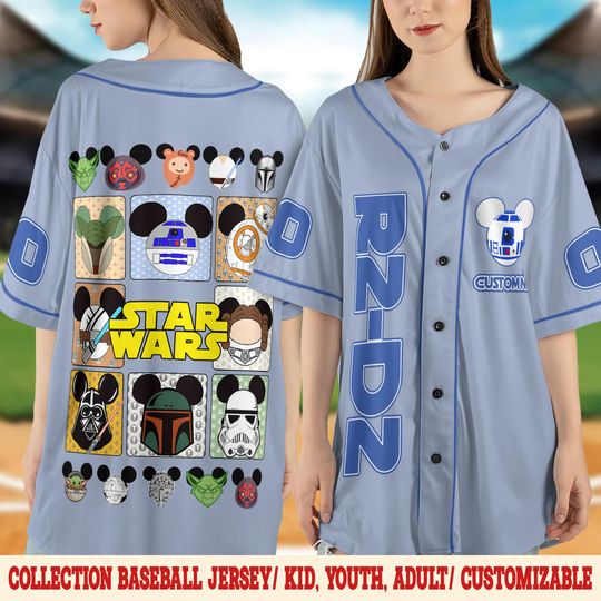 Custom R2-D2 Star Wars Baseball Jersey, Droid Astromech Shirt, Galaxy Theme Baseball Tee