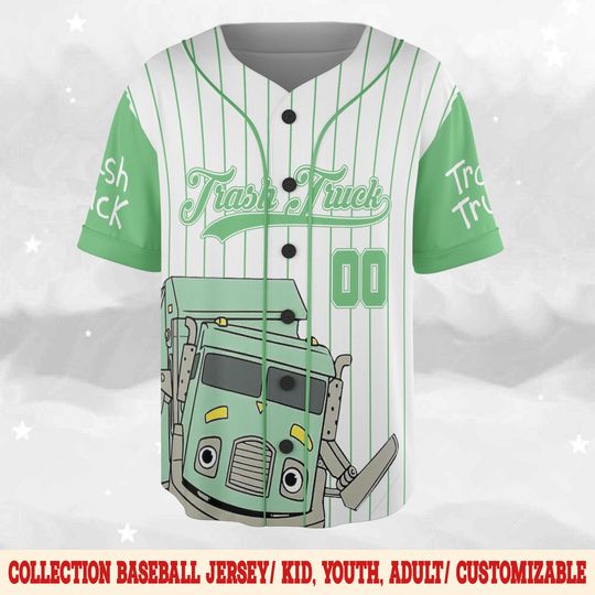 Personalized Trash Truck Baseball Jersey, Trash Truck Family Birthday