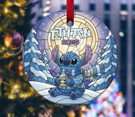 Personalized Stitch Christmas Ornament, Customized Stitch 2025 Christmas Tree Decor Gift