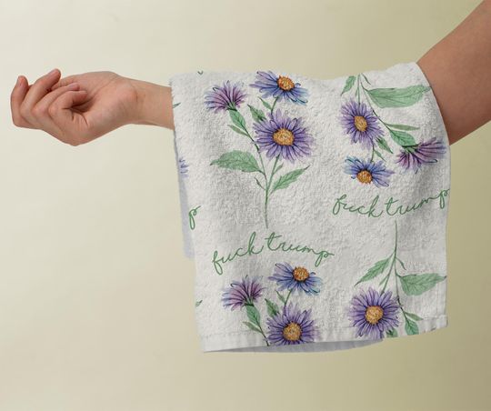 Pretty Spring Flower Subtle Fck Trump Towel, Bathroom Guest Hand Towel