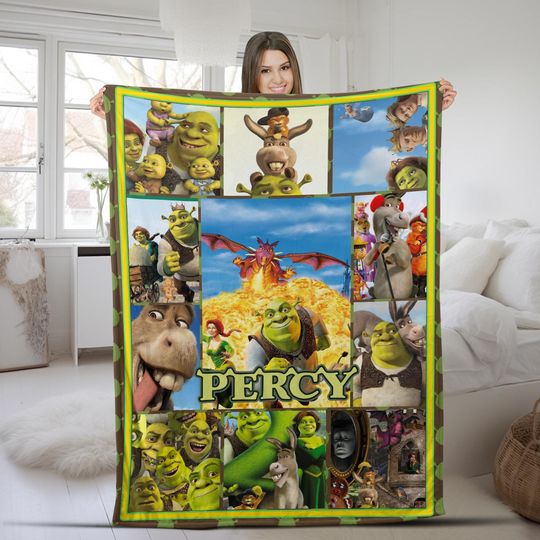 Personalized Name Shrek Characters Blanket, Shrek Movie Blanket