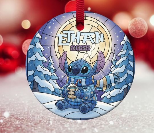 Personalized Stitch Christmas Ornament, Customized Stitch 2025 Christmas Tree Decor Gift