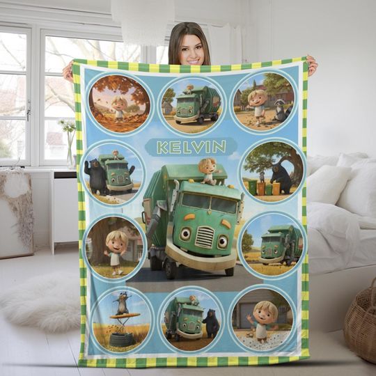 Personalized Trash Truck Blanket,Trash Truck Birthday Gifts,Trash Truck Blanket