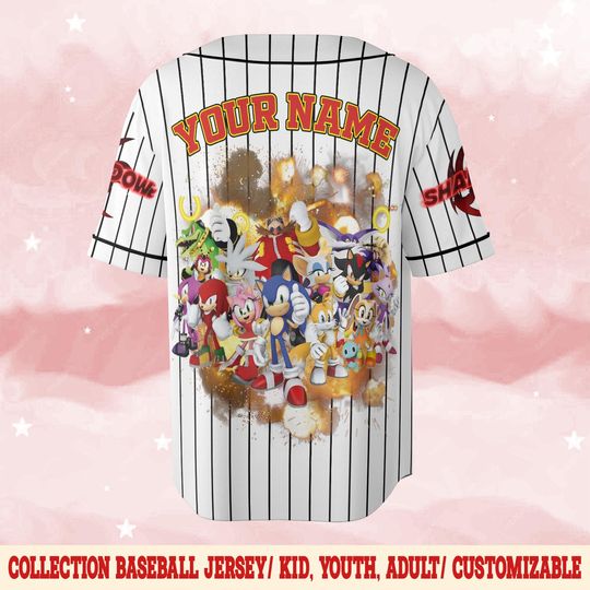 Customized Shadow The Hedgehog White Stripe Baseball Jersey