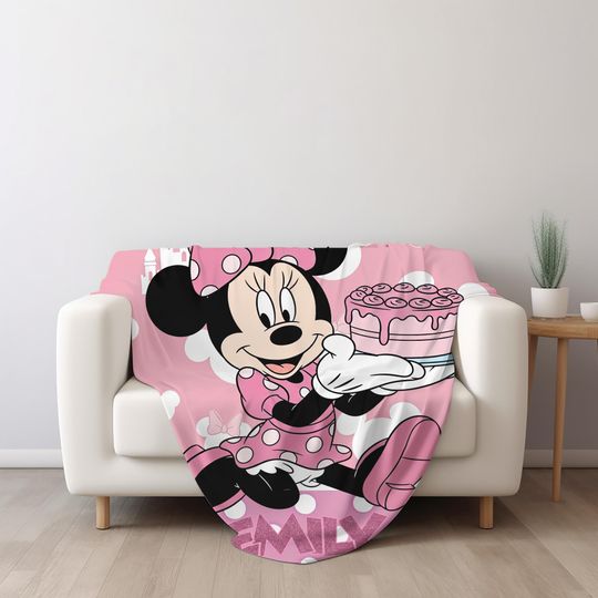 Personalized Name Disney Minnie Mouse Blanket, Customized Minnie Baby Blanket