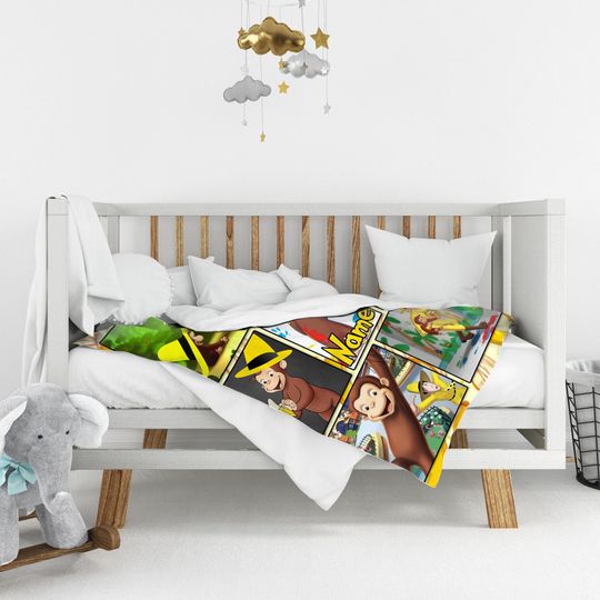 Personalized Curious George Blanket, Curious George Throw Blanket, Curious George Birthday , Curious George Throw Blanket Couch Soft