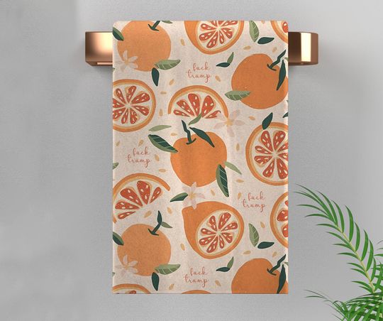 Subtle F*ck Trump Kitchen Towel, Orange FDT Tea Towel, Sarcastic Liberal Gift